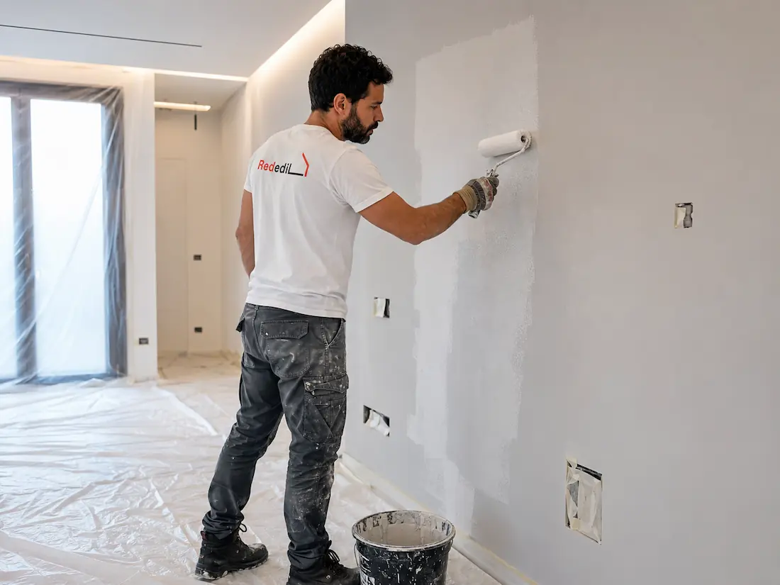 Imbiancatura di pareti interne con pittura professionale